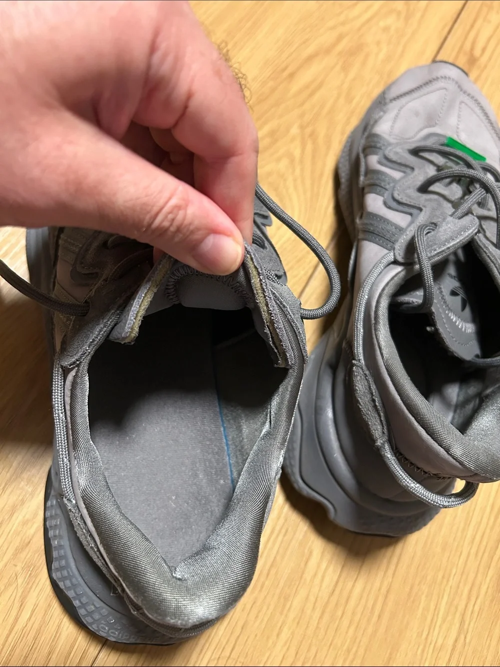 Adidas Oswego Men’s Gray Sneakers with Green Accents